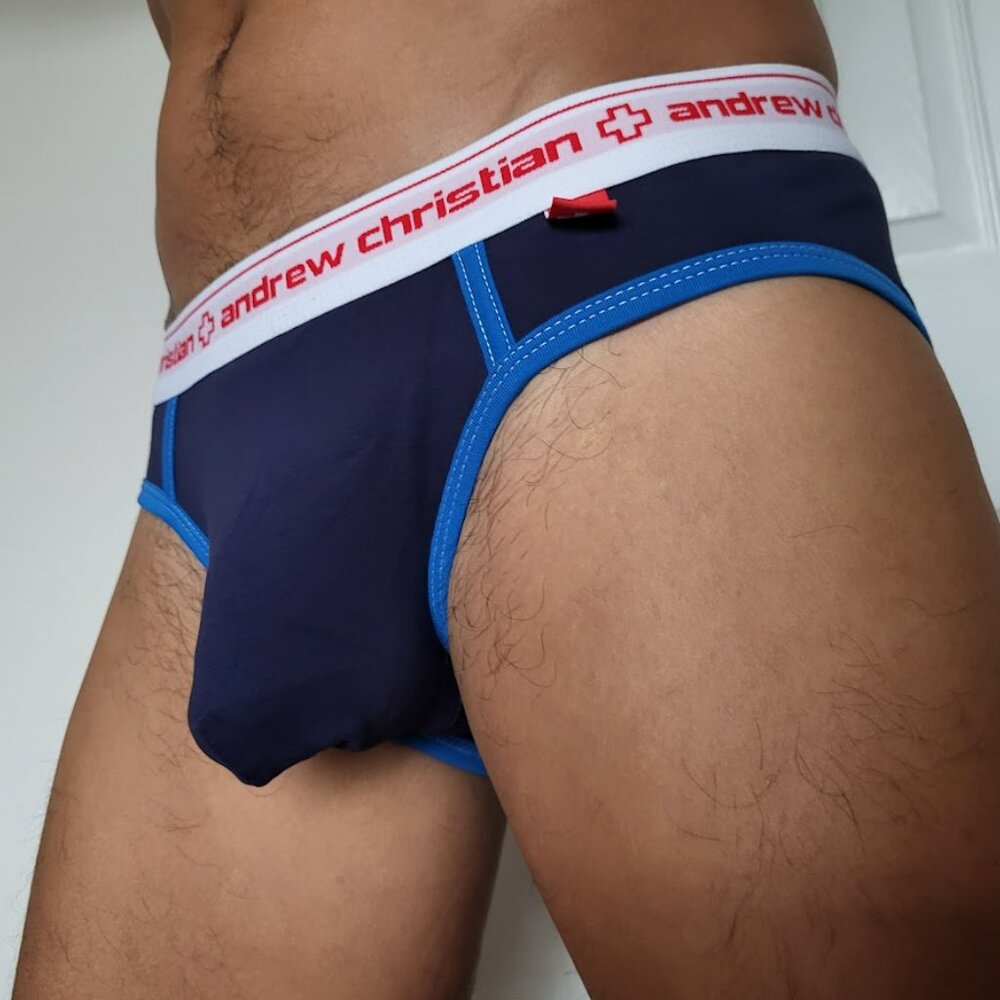 Andrew Christian Vintage Briefs Large Navy Blue NEW - Picture 3 of 6